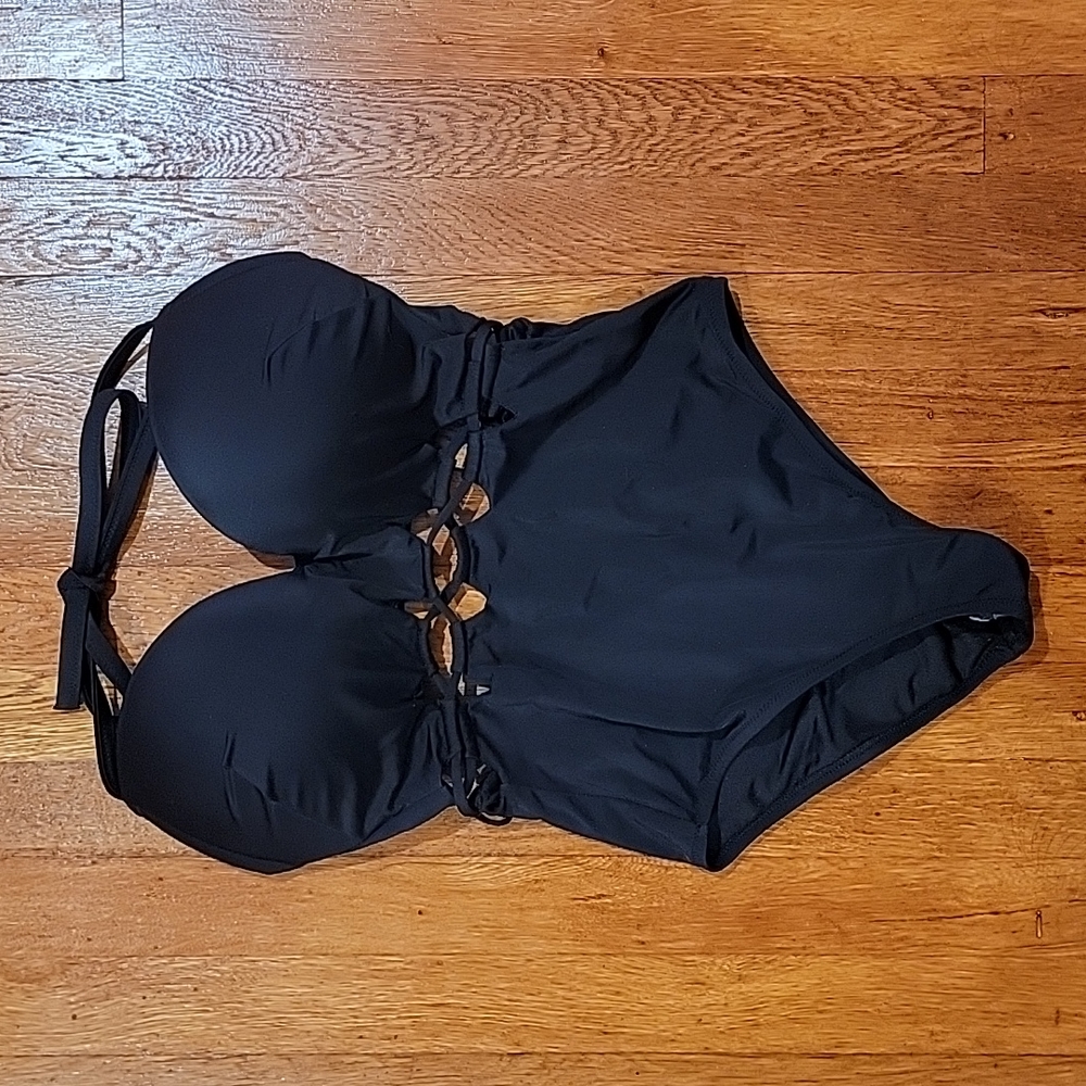 Black one piece swimsuit with Cut outs